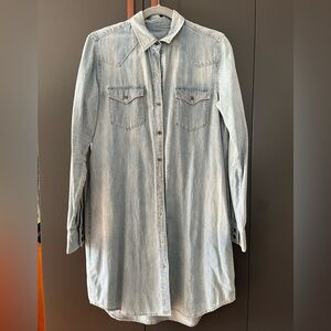 GAP Faded Blue Denim Shirt Dress